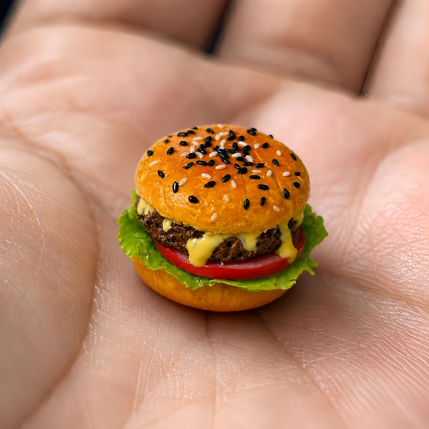Miniature Burger Collection - Hand-Sculpted 1:6 Scale Dollhouse Burgers, 4 Styles: Classic Cheeseburger, Sesame Beef Burger, Fried Chicken Burger & Breakfast Muffin Sandwich, Realistic Tiny Fast Food for Blythe & Barbie Dioramas, Polymer Clay Food