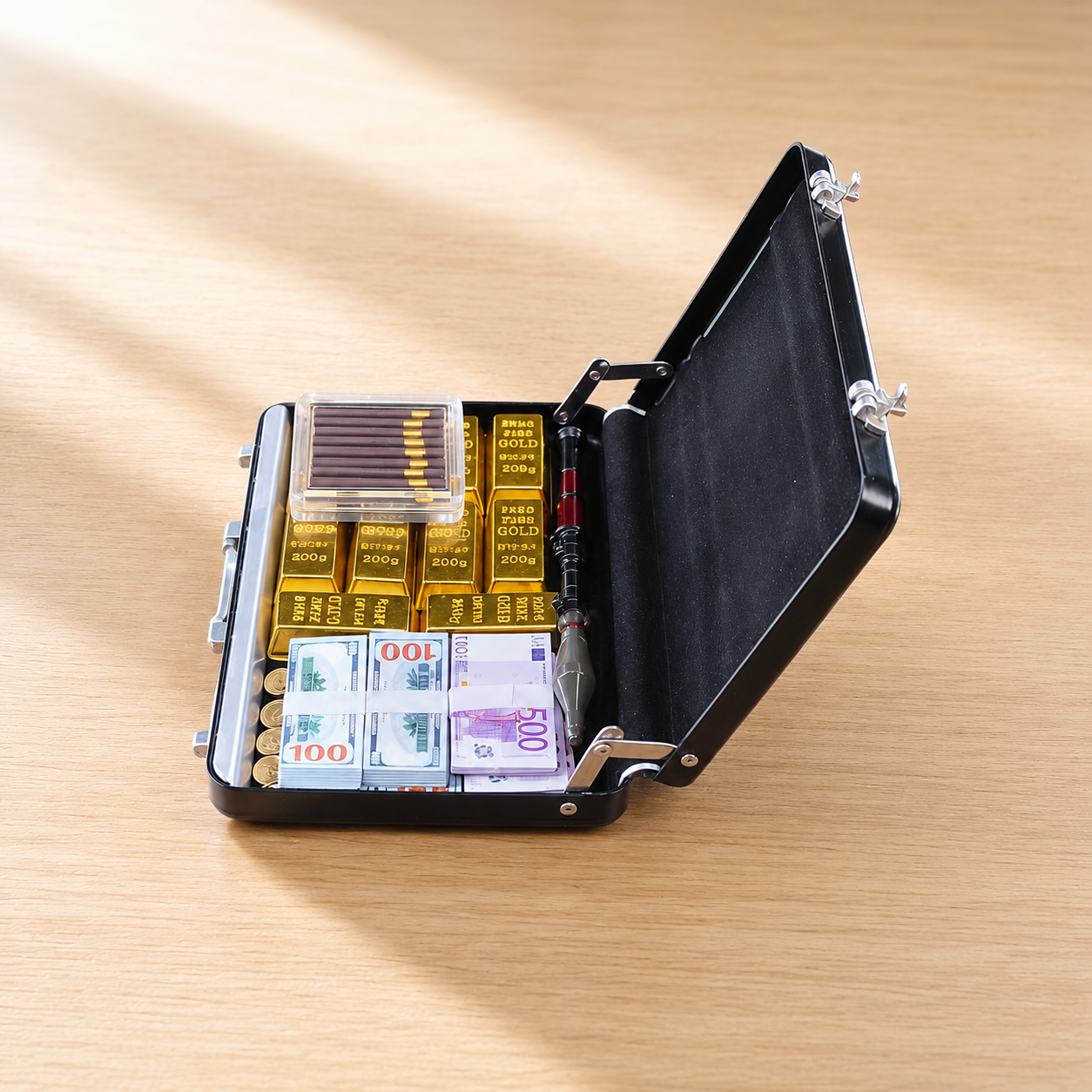 Black Briefcase Heist Set — 1:6 Scale