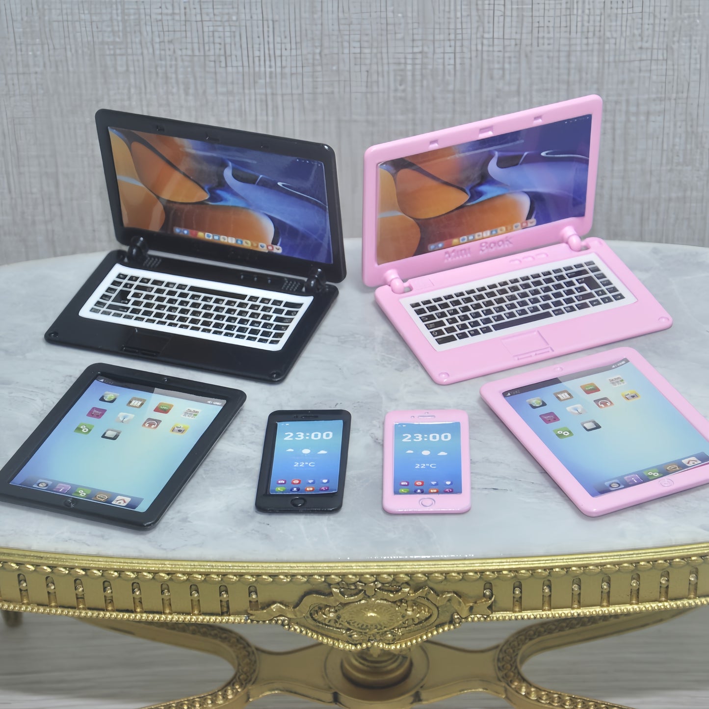 1:6 Mini Smartphone Model, Tablet Model & The Notebook - Metallic Electronics Tablets for BJD/Blythe | Dollhouse Props, Easter Stuffers, Spring Break Essentials