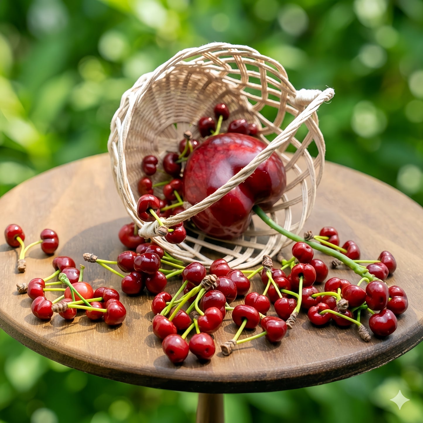 6Pcs Miniature Cherries(A set of two) - Hand-Sculpted 1:6 Scale Red Cherry Pairs on Stems, Glossy Dark-Red Fruit, Realistic Dollhouse Fruit for Blythe & Barbie Dioramas, Resin Jewelry & Polymer Clay Food