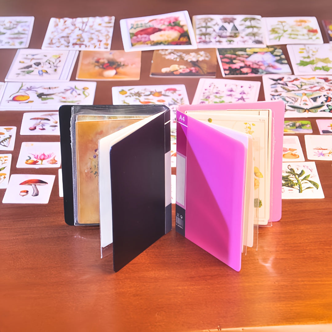 48-Piece Miniature Dollhouse Plant Posters & Flower Art Postcards with 2 Sets of A4 Office File Folder Miniature Scenes - Ideal for Creative Gifts and Unique Novelty Collectibles for Ages 14+