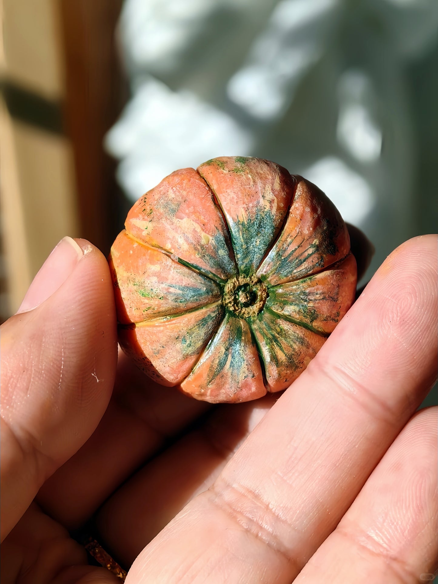 2Pcs Miniature Pumpkin Set – Hand-Sculpted 1:6 Scale Dollhouse Pumpkin with Cut Wedge, Seeds and Pulp, Realistic Tiny Fall Squash for Blythe & Barbie Halloween Dioramas, Resin Jewelry & Polymer Clay Food Miniatures