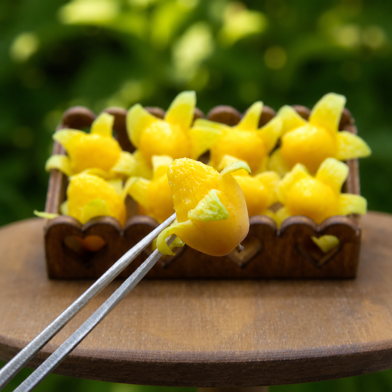 Miniature Peeled Mango - Hand-Sculpted 1:6 Scale Whole Peeled Mango with Juicy Golden Flesh, Realistic Tropical Dollhouse Fruit for Blythe & Barbie Dioramas, Resin Jewelry & Polymer Clay Food