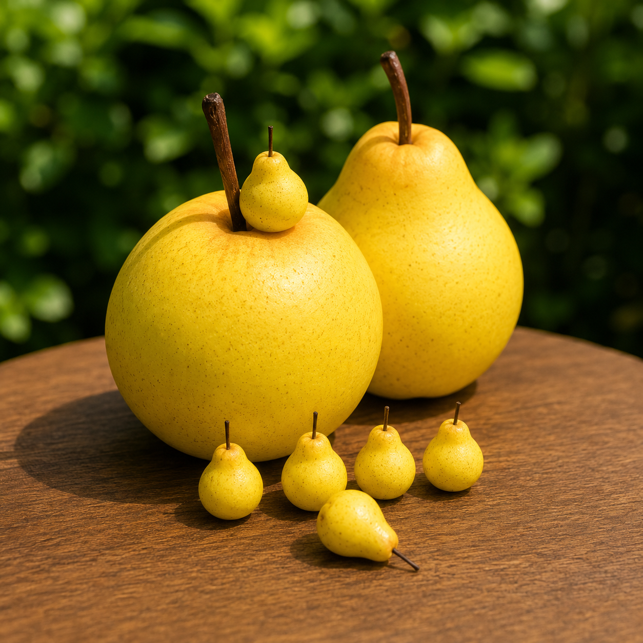 5Pcs Miniature Pears - Hand-Sculpted 1:6 Scale Yellow Pears with Speckled Skin & Stems, Realistic Dollhouse Fruit for Blythe & Barbie Dioramas, Resin Jewelry & Polymer Clay Food