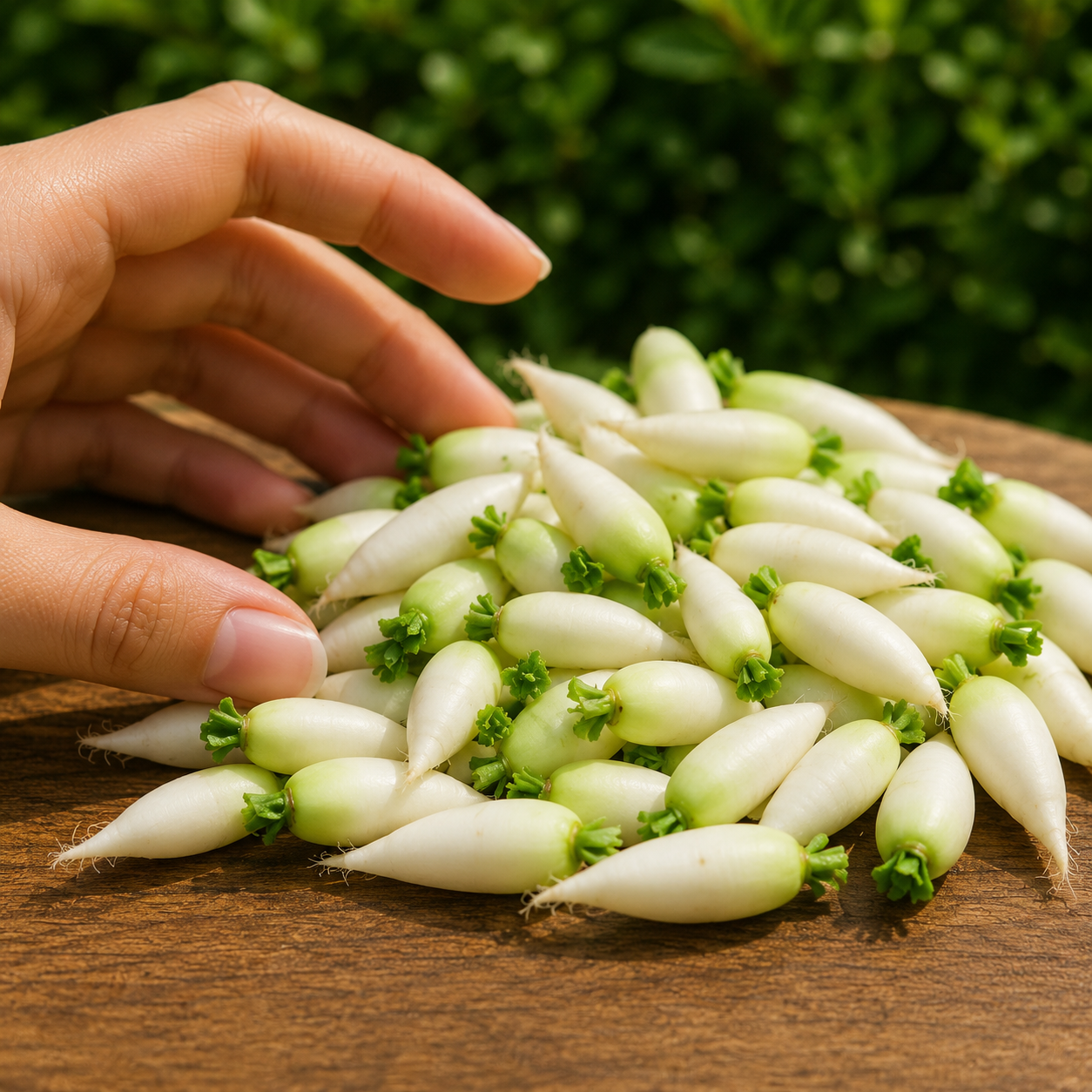 Miniature Daikon Radish - Hand-Sculpted 1:6 Scale White Radishes with Green Tops & Root Tails, Realistic Vegetable Dollhouse Food for Blythe & Barbie Kitchen Dioramas, Resin Jewelry & Polymer Clay Food