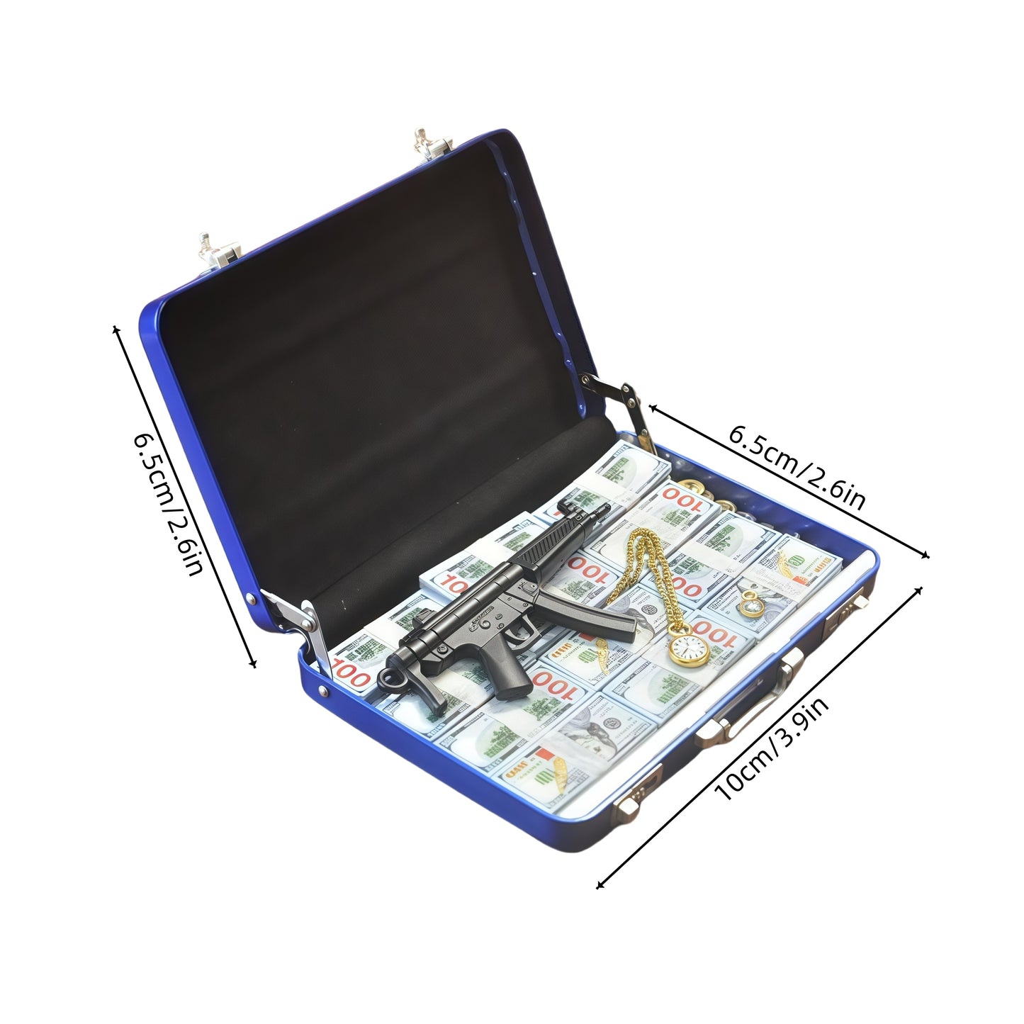 1:6 Scale Miniature Secret Agent Briefcase Set - Blue Tactical Suitcase with Weapons & Cash