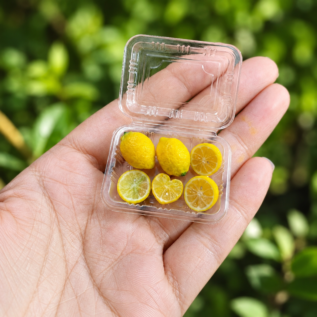 6Pcs Miniature Lemons Set – Realistic 1:12 Scale Dollhouse Lemons with Heart-Shaped Slice, Tiny Fake Fruit for Dioramas, Polymer Clay Food Miniatures