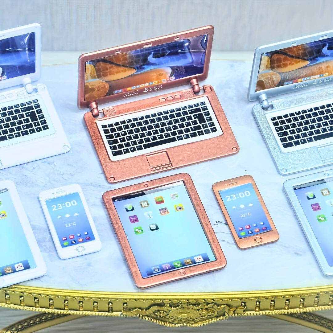 1:6 Mini Smartphone, Tablet & The Notebook Set - Metallic Electronics Models for BJD/Blythe | Realistic Dollhouse Props, Photography Accessories, Spring Break Essentials & Easter Basket Stuffers
