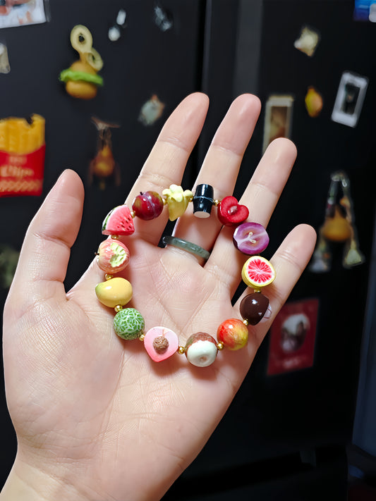 handmade polymer clay exotic fruit charm bracelet fdmini