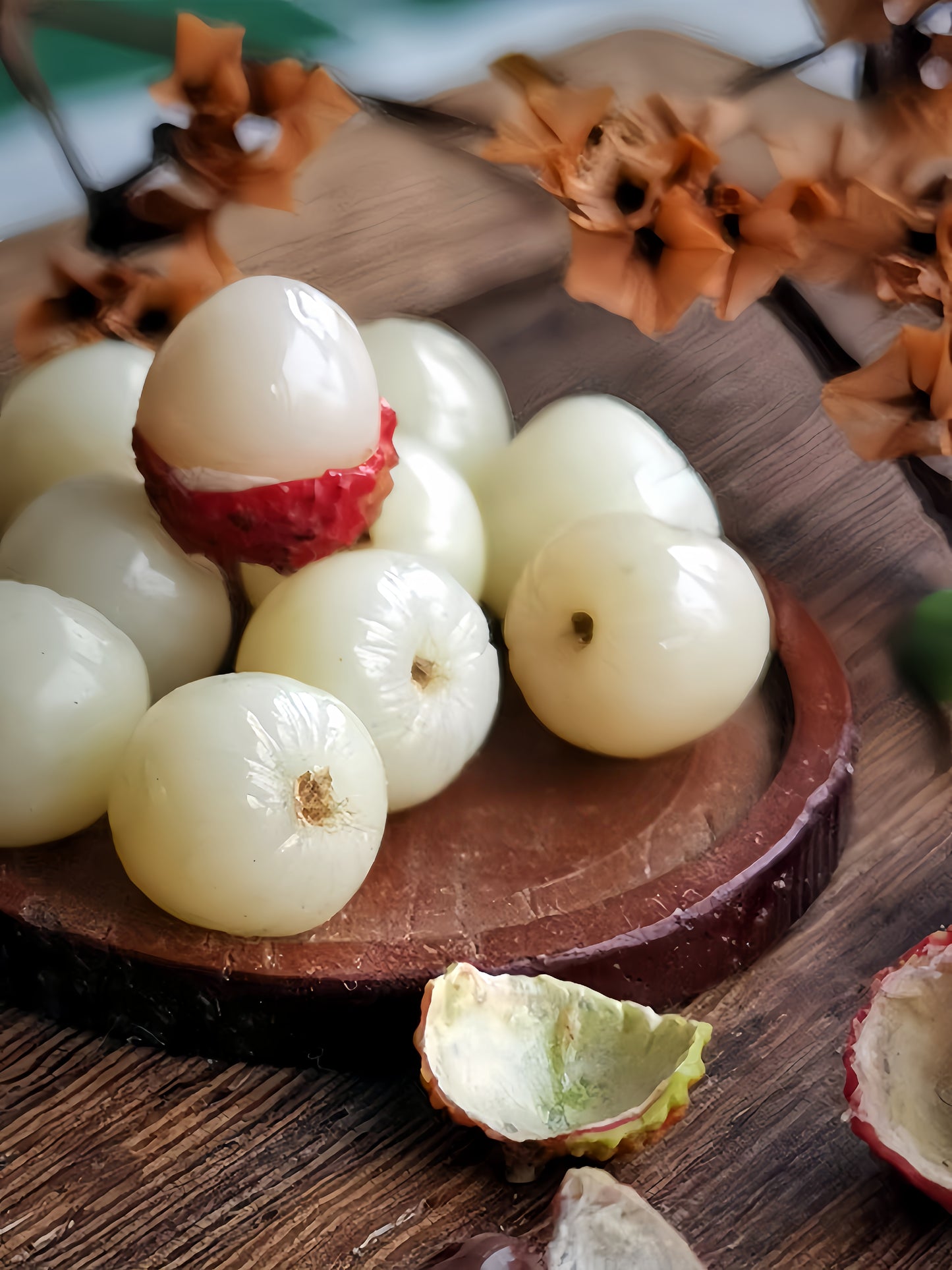 15Pcs Miniature Lychee Set – Hand-Sculpted 1:12 Scale Dollhouse Lychees with Bumpy Red Shell, Translucent White Flesh and Dark Seed, Realistic Tropical Fruit Miniatures for Dioramas & Polymer Clay Art