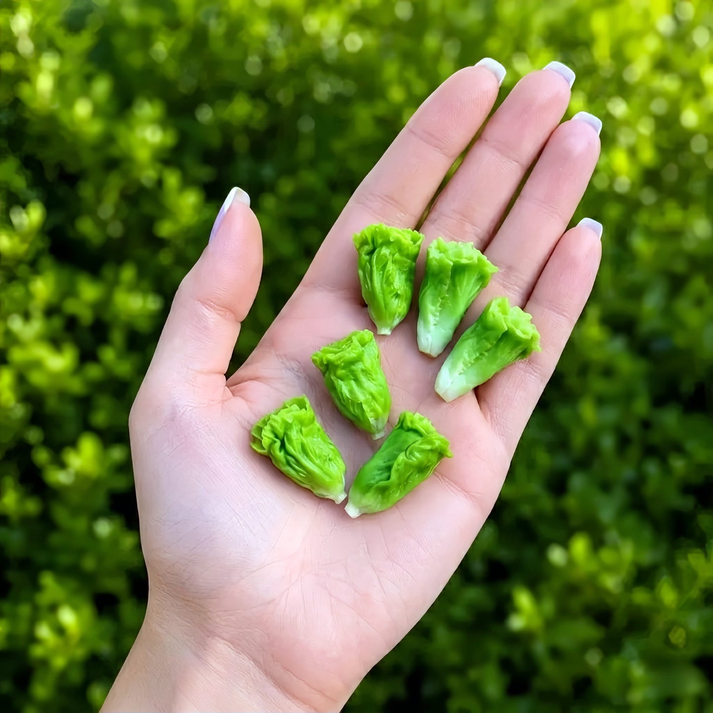6Pcs Miniature Lettuce Set – Hand-Sculpted 1:6 Scale Baby Romaine Lettuce Heads, Realistic Tiny Green Vegetable for Blythe & Barbie Dollhouse Kitchens, Salad & Burger Dioramas, Resin Jewelry & Polymer Clay Food