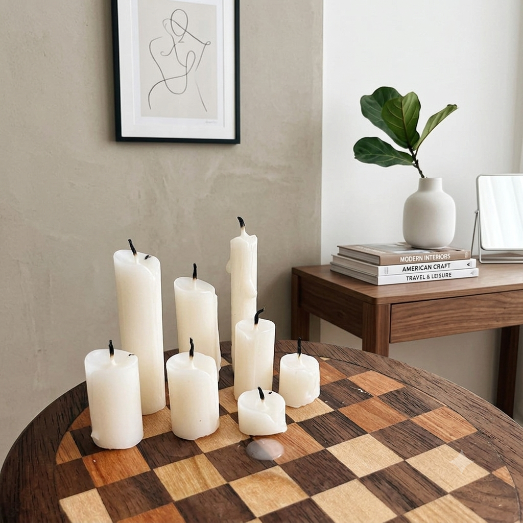 FDMINI Mini Pillar Candles – Set of 9 Real Burnable Miniature Candles in Assorted Heights for 1/6 1/8 1/12 Scale Dollhouse, BJD & Blythe Doll Scenes