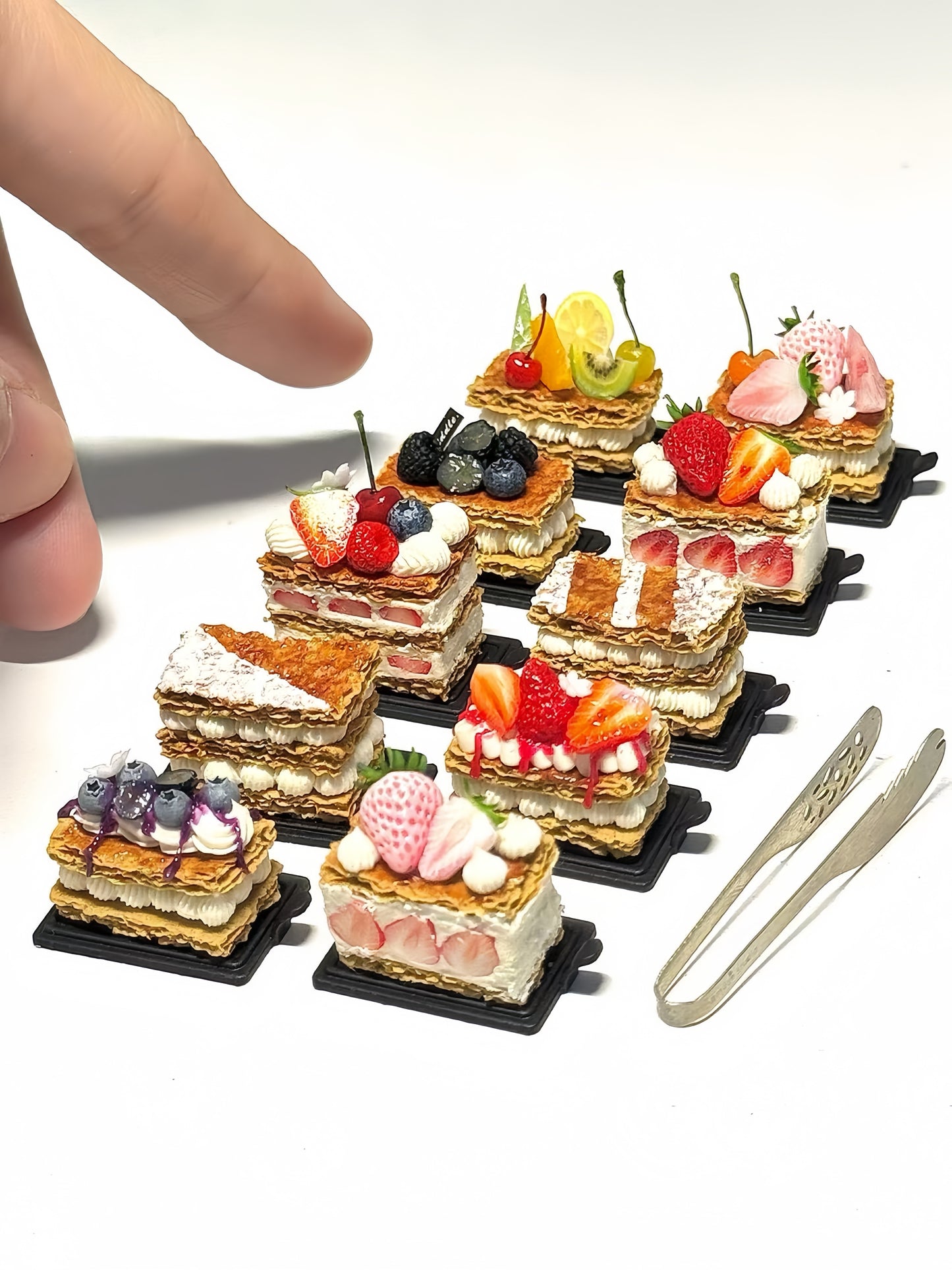 1:6 Scale Miniature Mille-Feuille Collection – 10 Styles Dollhouse French Pastry, Handmade Polymer Clay Bakery Food for Blythe BJD Diorama