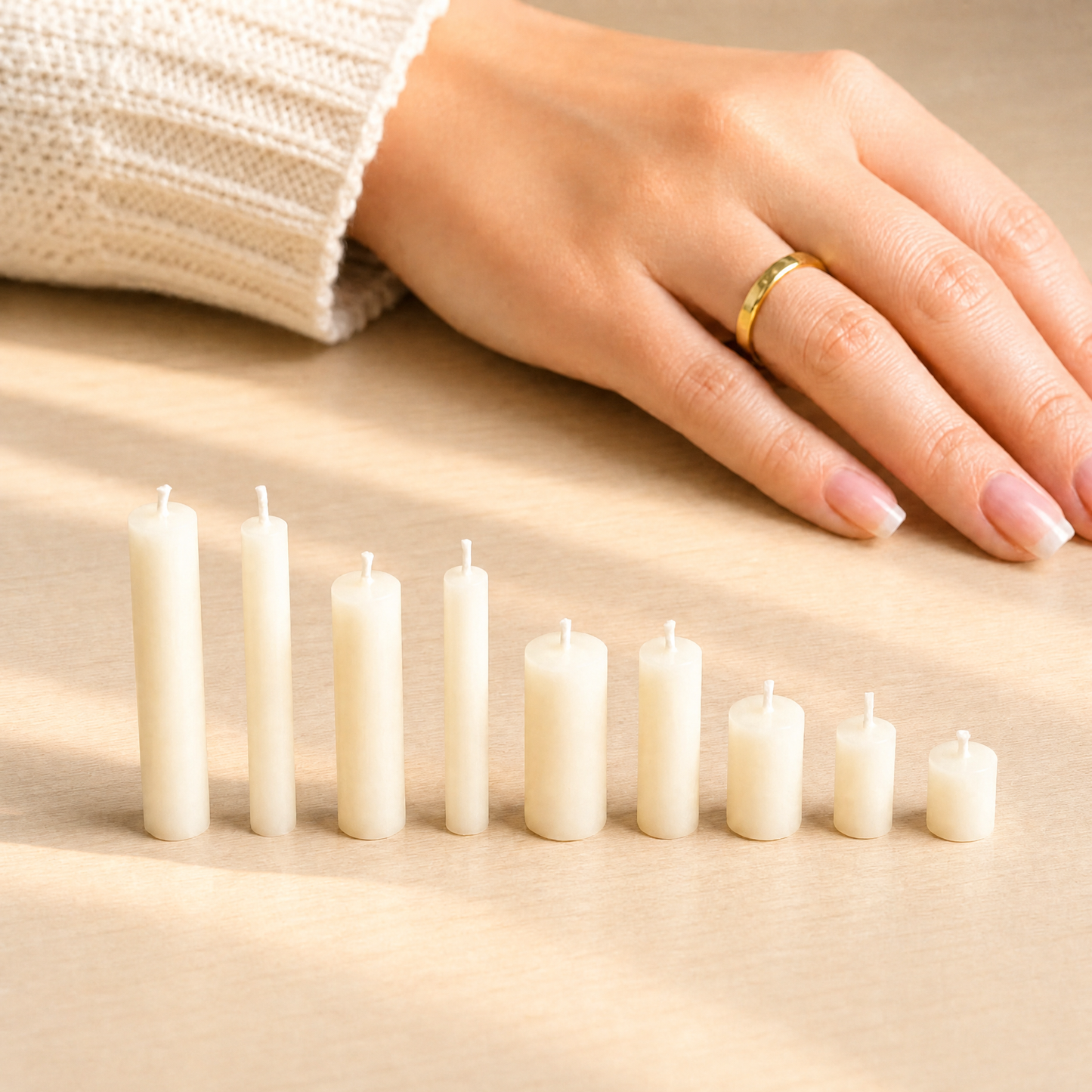 FDMINI Mini Pillar Candles – Set of 9 Real Burnable Miniature Candles in Assorted Heights for 1/6 1/8 1/12 Scale Dollhouse, BJD & Blythe Doll Scenes