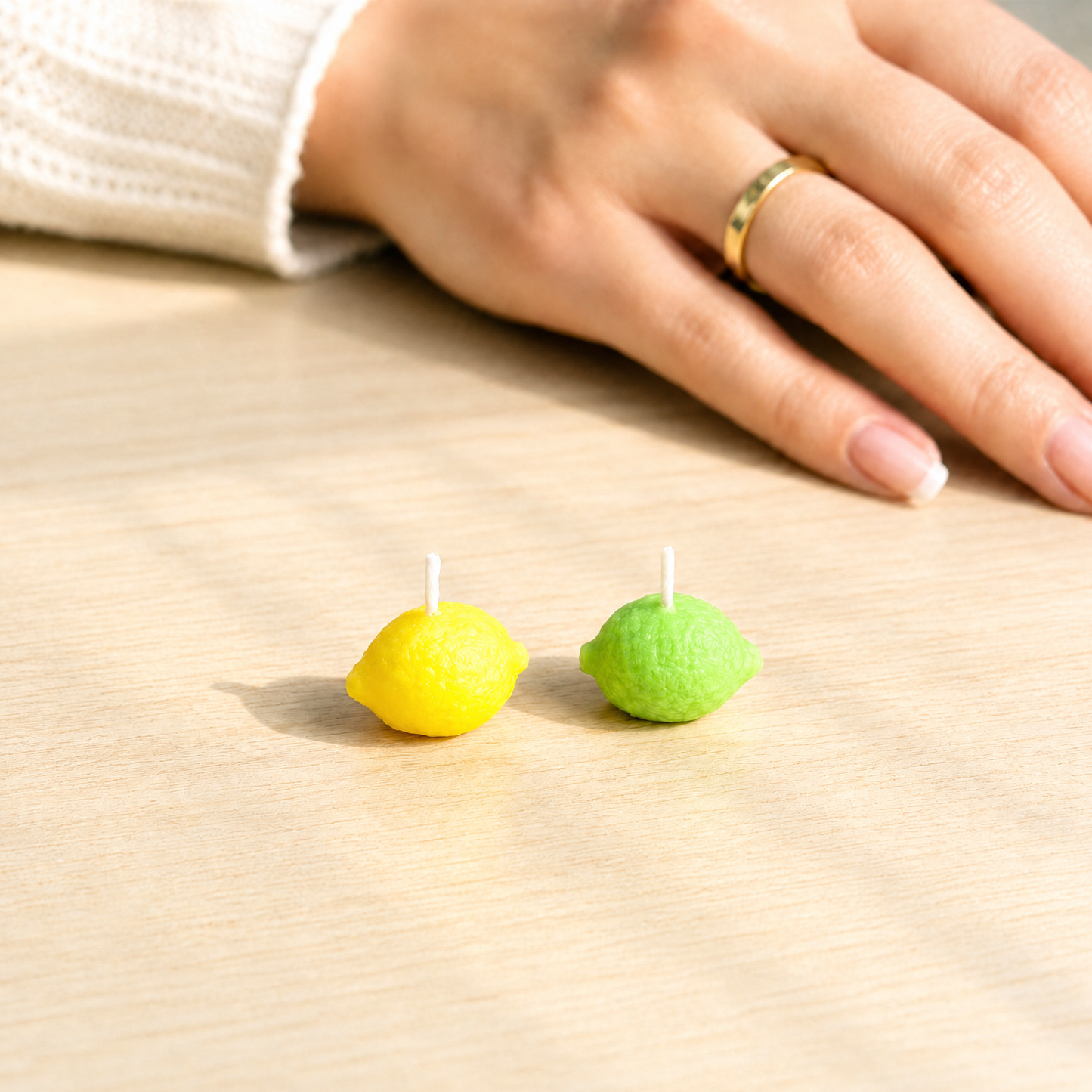 FDMINI Mini Lemon & Lime Candles – Set of 2 Handmade Miniature Fruit Candles for 1:6 1:8 1:12 Scale Dollhouse, BJD & Blythe Scenes