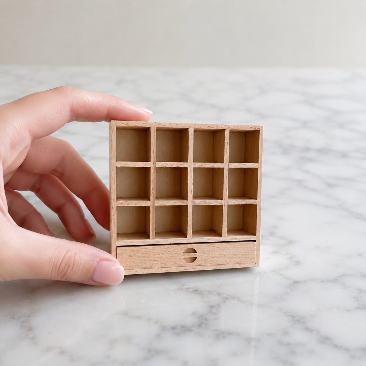 FDMINI Mini Unfinished Wood Furniture – DIY Miniature Bookshelf & Display Cabinet for 1:12 Scale Dollhouse, OB11 & BJD Scenes