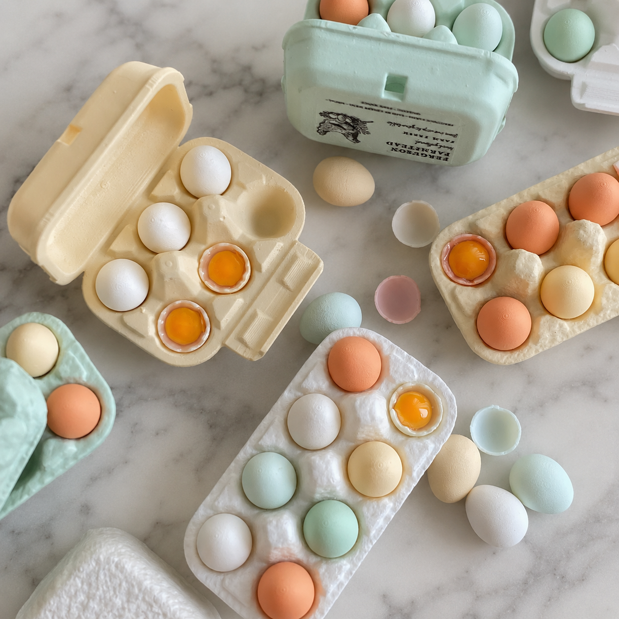 FDMINI Mini Egg Carton with Eggs – Miniature Realistic Egg Box Food Prop for 1/6 1/8 Scale Dollhouse & BJD Kitchen Scenes