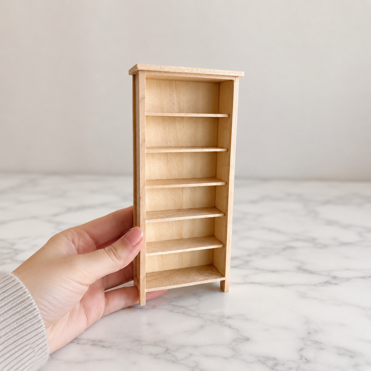 FDMINI Mini Unfinished Wood Furniture – DIY Miniature Bookshelf & Display Cabinet for 1:12 Scale Dollhouse, OB11 & BJD Scenes