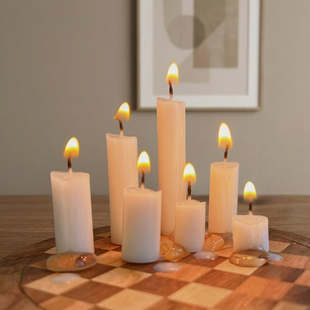 FDMINI Mini Pillar Candles – Set of 9 Real Burnable Miniature Candles in Assorted Heights for 1/6 1/8 1/12 Scale Dollhouse, BJD & Blythe Doll Scenes