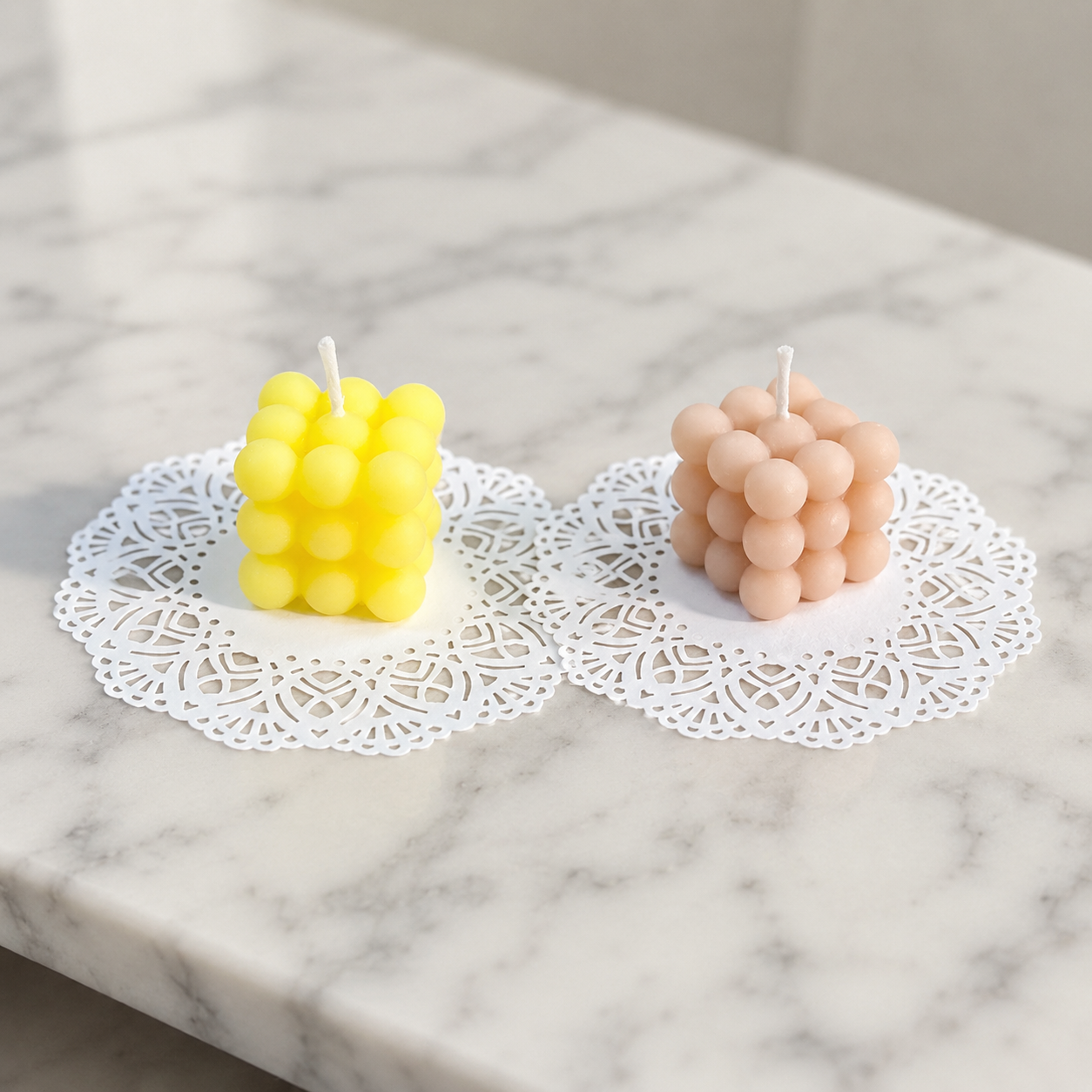 FDMINI Mini Bubble Cube Candles – Set of 8 Pastel Handmade Miniature Candles for 1:6 1:8 1:12 Scale Dollhouse, BJD & Blythe Scenes