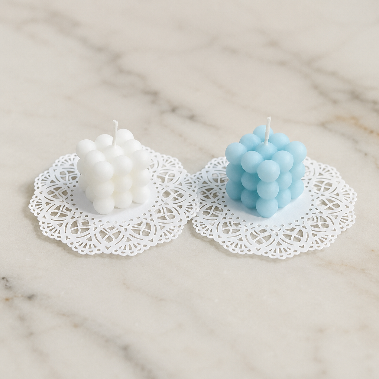 FDMINI Mini Bubble Cube Candles – Set of 8 Pastel Handmade Miniature Candles for 1:6 1:8 1:12 Scale Dollhouse, BJD & Blythe Scenes