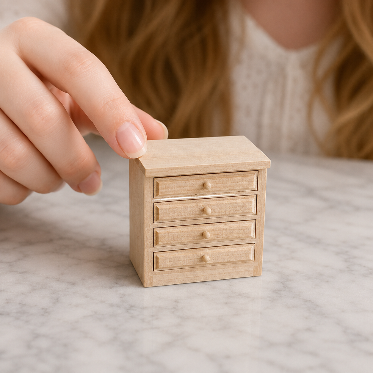 FDMINI Mini DIY Unfinished Wood Furniture – Paintable Miniature Dresser, Desk & Cabinet for 1:12 Scale Dollhouse, OB11 & BJD Scenes (9 Styles)
