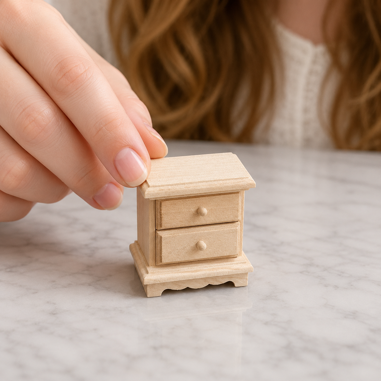FDMINI Mini DIY Unfinished Wood Furniture – Paintable Miniature Dresser, Desk & Cabinet for 1:12 Scale Dollhouse, OB11 & BJD Scenes (9 Styles)