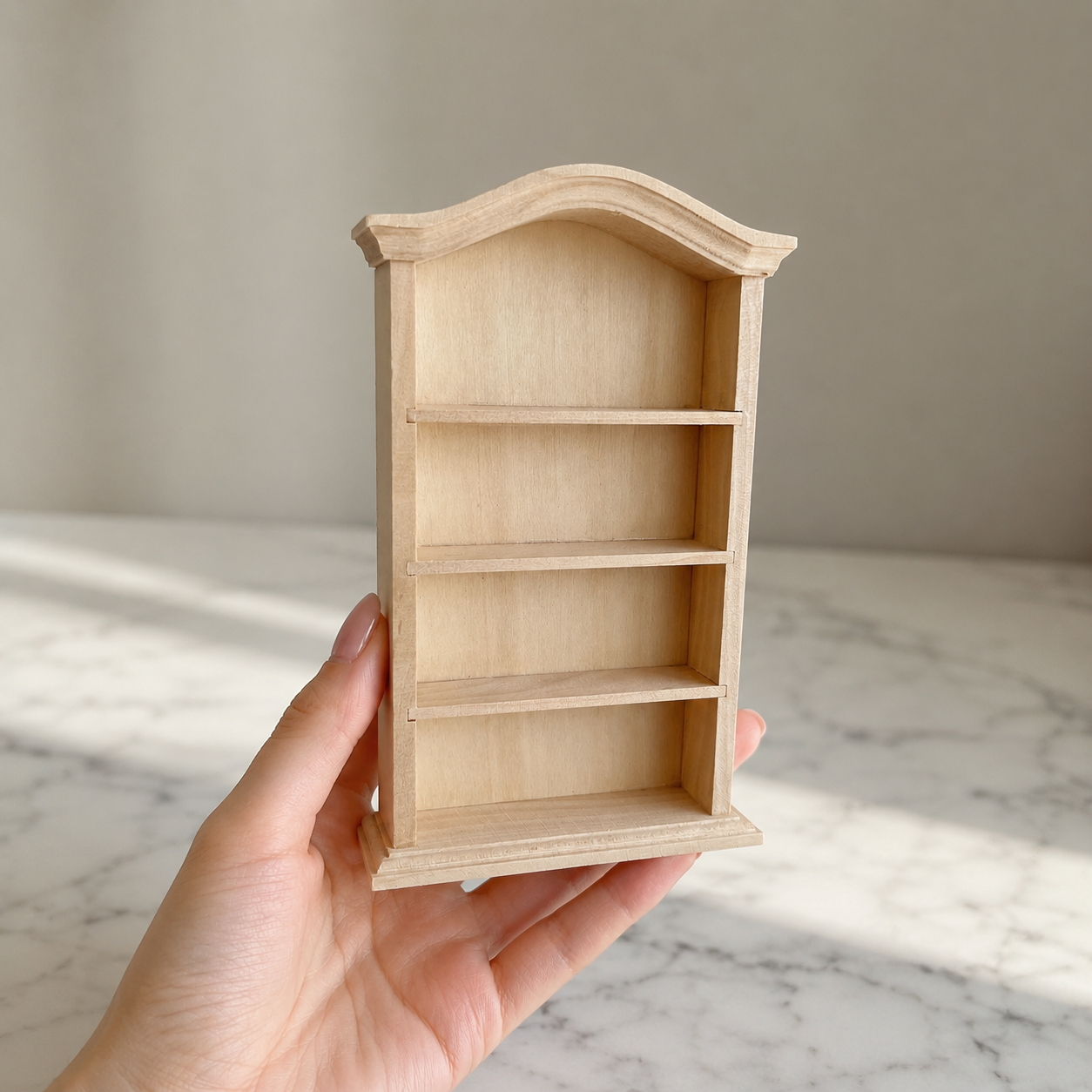 FDMINI Mini Unfinished Wood Furniture – DIY Miniature Bookshelf & Display Cabinet for 1:12 Scale Dollhouse, OB11 & BJD Scenes