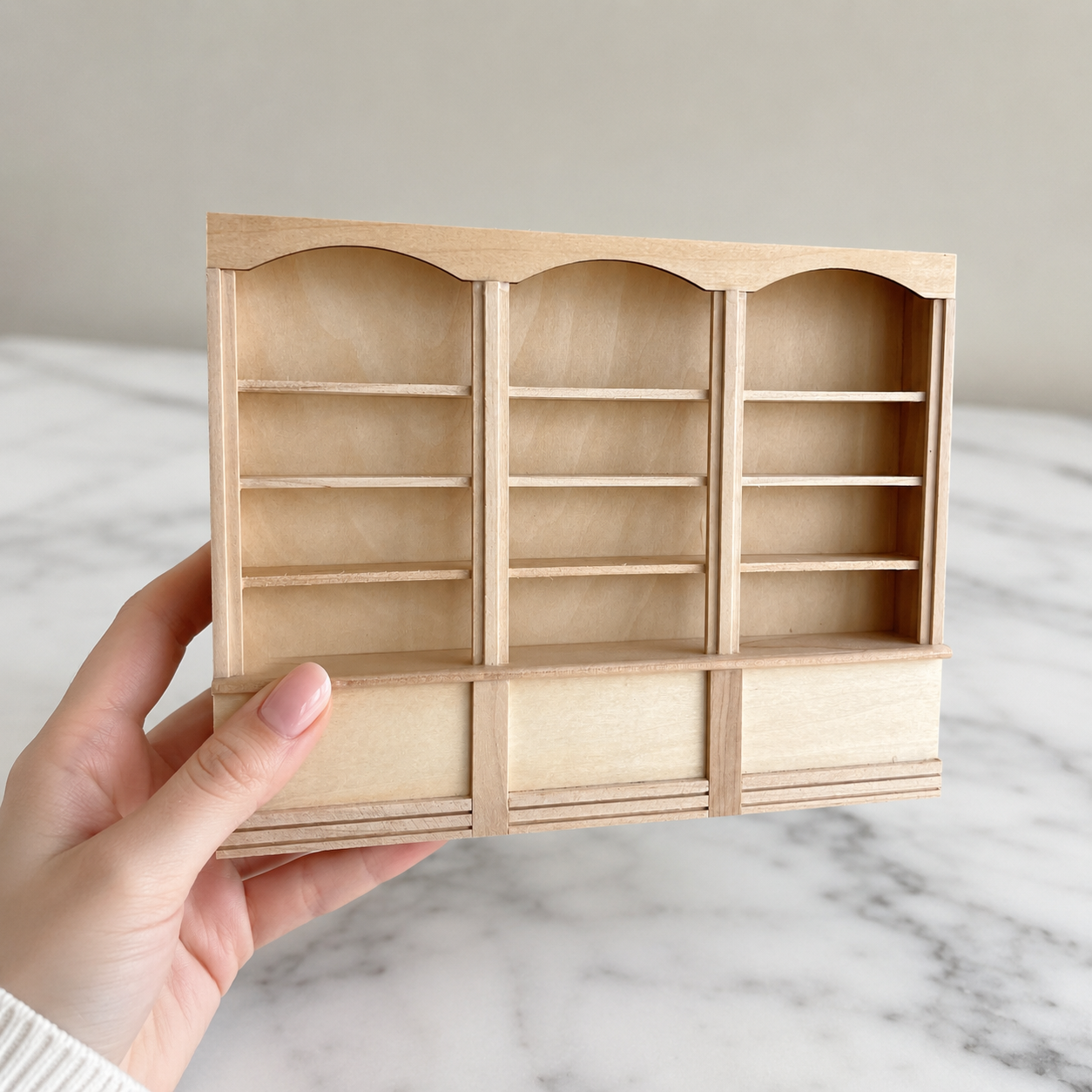 FDMINI Mini DIY Unfinished Wood Furniture – Paintable Miniature Bookshelf, Hutch, Cabinet & Wardrobe for 1:12 Scale Dollhouse, OB11 & BJD Scenes (7 Styles)