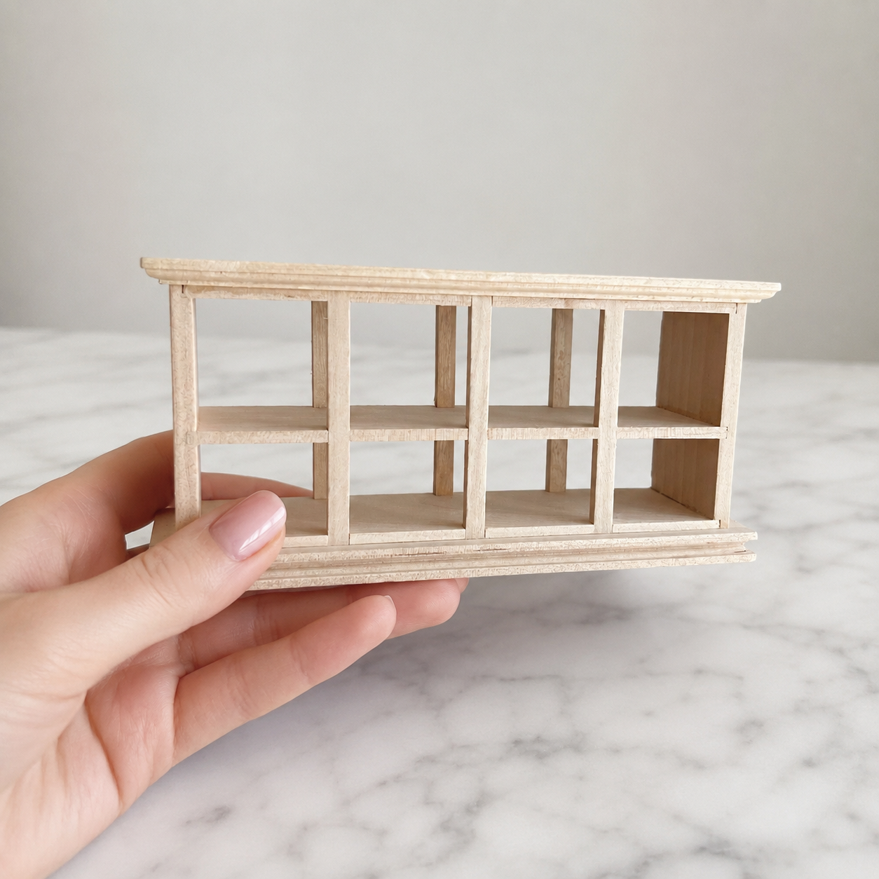 FDMINI Mini Unfinished Wood Furniture – DIY Miniature Bookshelf & Display Cabinet for 1:12 Scale Dollhouse, OB11 & BJD Scenes