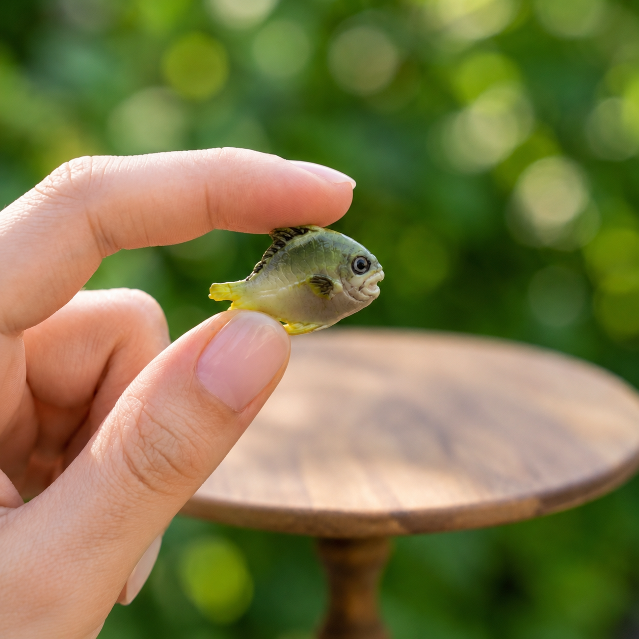 1:6 Scale Miniature Pompano Fish – Dollhouse Realistic Green Yellow Flatfish Seafood, Handmade Polymer Clay Asian Market Kitchen Food for Blythe BJD Diorama