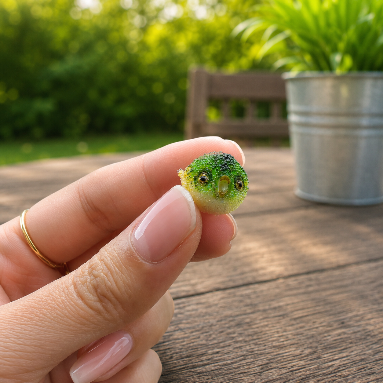 1:6 Scale Miniature Puffer Fish – Dollhouse Realistic Green Blowfish Ocean Sea Animal, Handmade Polymer Clay Aquarium Décor for Blythe BJD Diorama