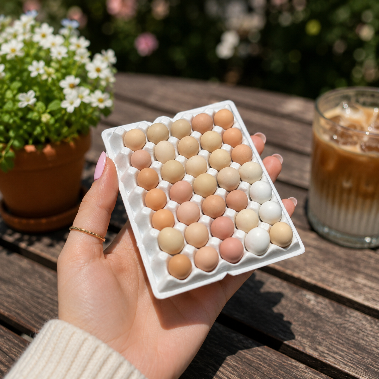 1:6 Scale Miniature Egg Carton Set – Dollhouse Realistic Brown & White Eggs in Tray, Handmade Polymer Clay Kitchen Food for Blythe BJD Diorama
