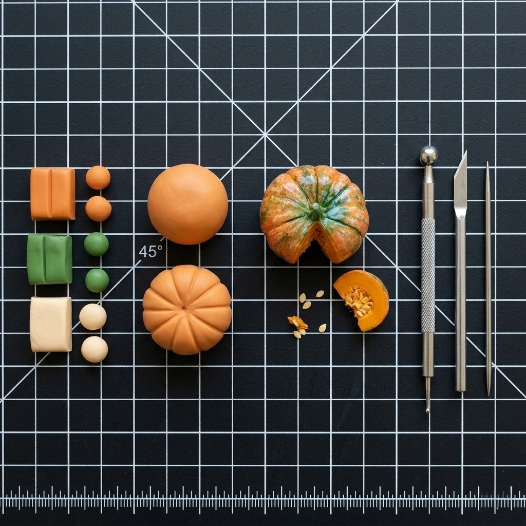 2Pcs Miniature Pumpkin Set – Hand-Sculpted 1:6 Scale Dollhouse Pumpkin with Cut Wedge, Seeds and Pulp, Realistic Tiny Fall Squash for Blythe & Barbie Halloween Dioramas, Resin Jewelry & Polymer Clay Food Miniatures