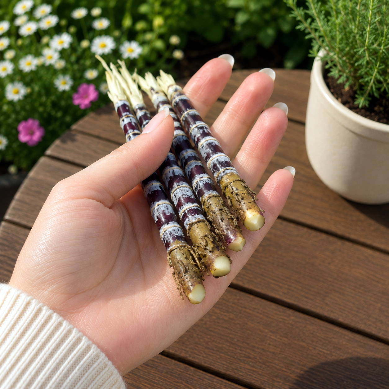 1:6 Scale Miniature Purple Sugar Cane Set – Dollhouse Realistic Tropical Sugarcane Stalk, Handmade Polymer Clay Asian Market Food for Blythe BJD Diorama