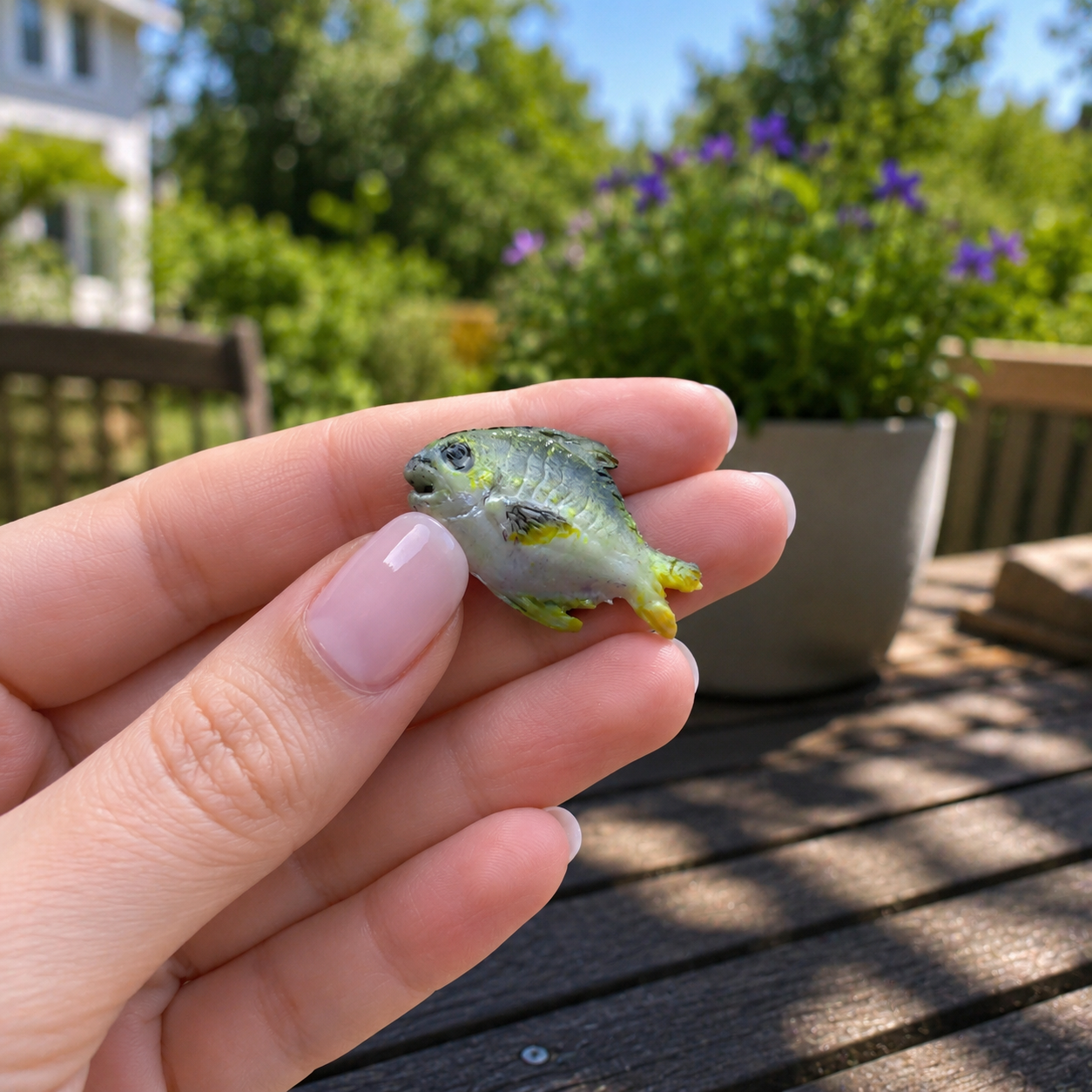 1:6 Scale Miniature Pompano Fish – Dollhouse Realistic Green Yellow Flatfish Seafood, Handmade Polymer Clay Asian Market Kitchen Food for Blythe BJD Diorama