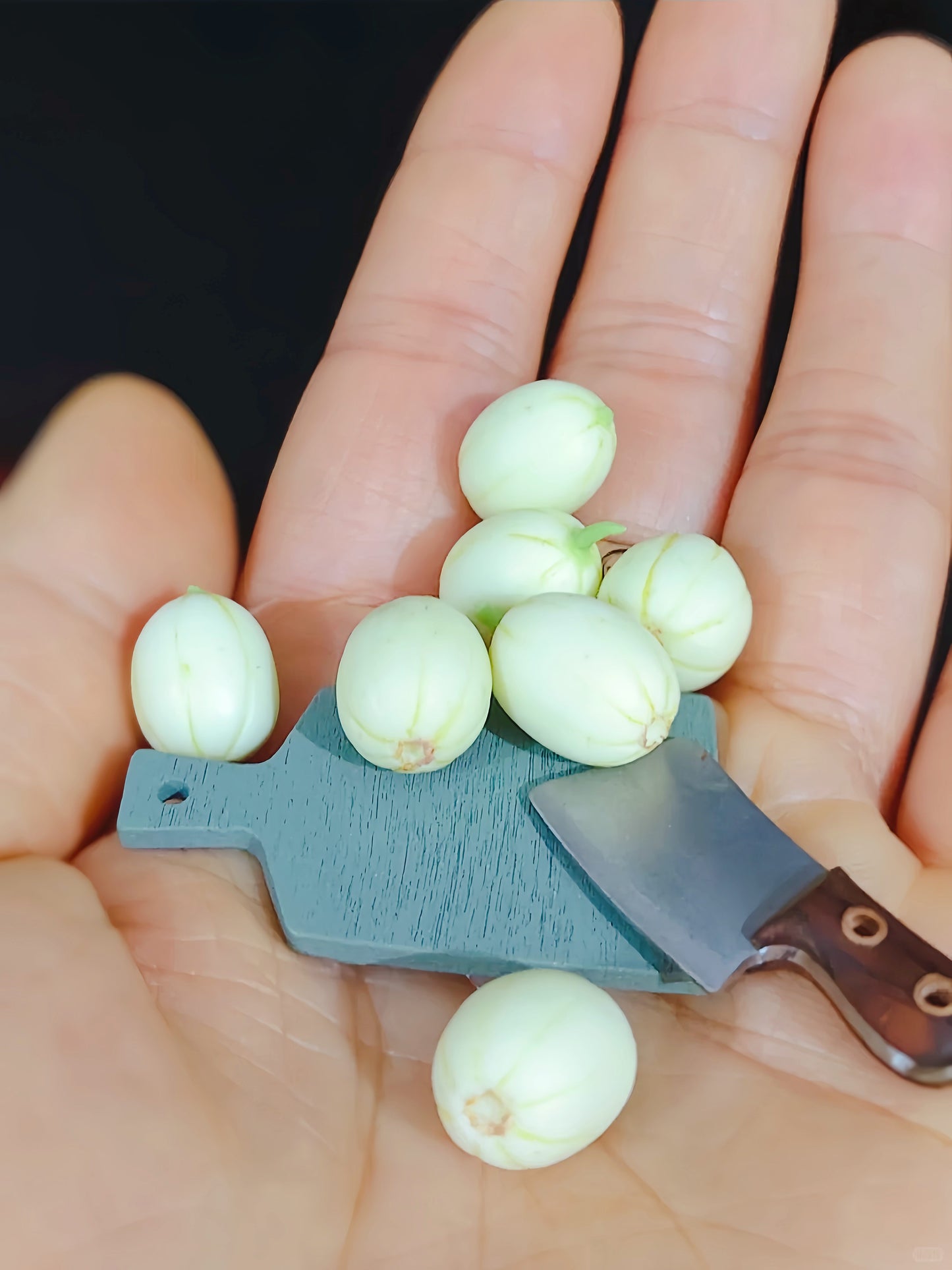 6Pcs Miniature Melon Set – Hand-Sculpted 1:6 Scale Cantaloupe, Whole, Halved and Wedged with Cross-Section Seeds, Realistic Tiny Orange-Flesh Fruit for Blythe & Barbie Dioramas, Resin Jewelry & Polymer Clay Food