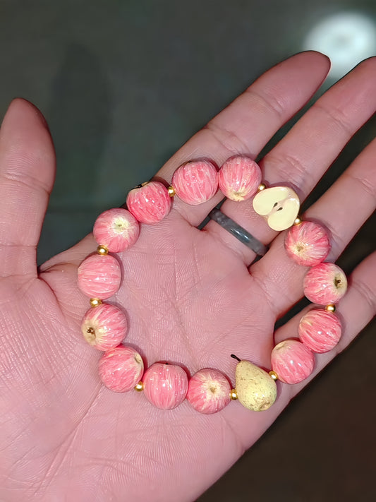 handmade polymer clay apple charm bracelet fdmini