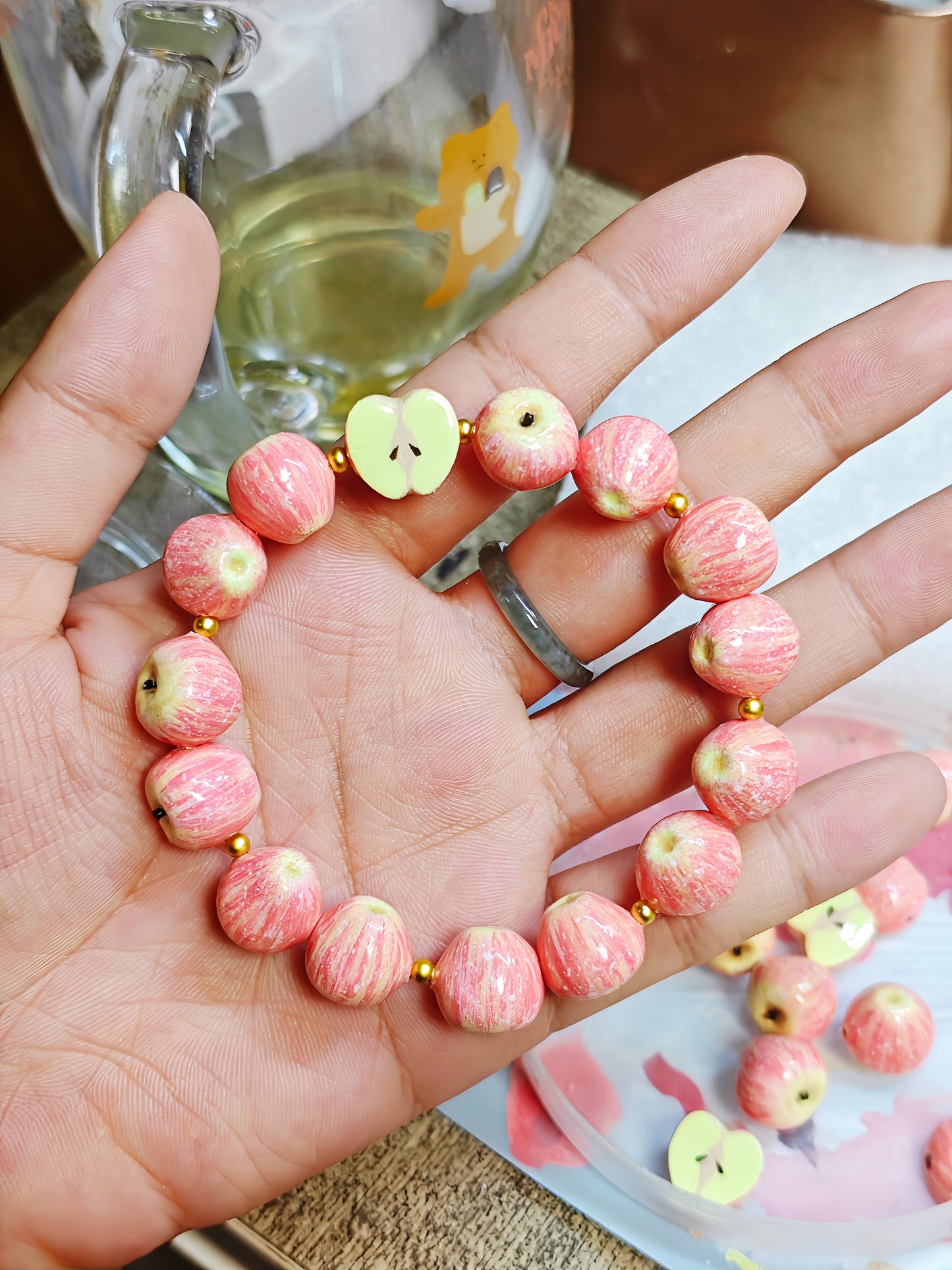 realistic apple bracelet handmade polymer clay fdmini
