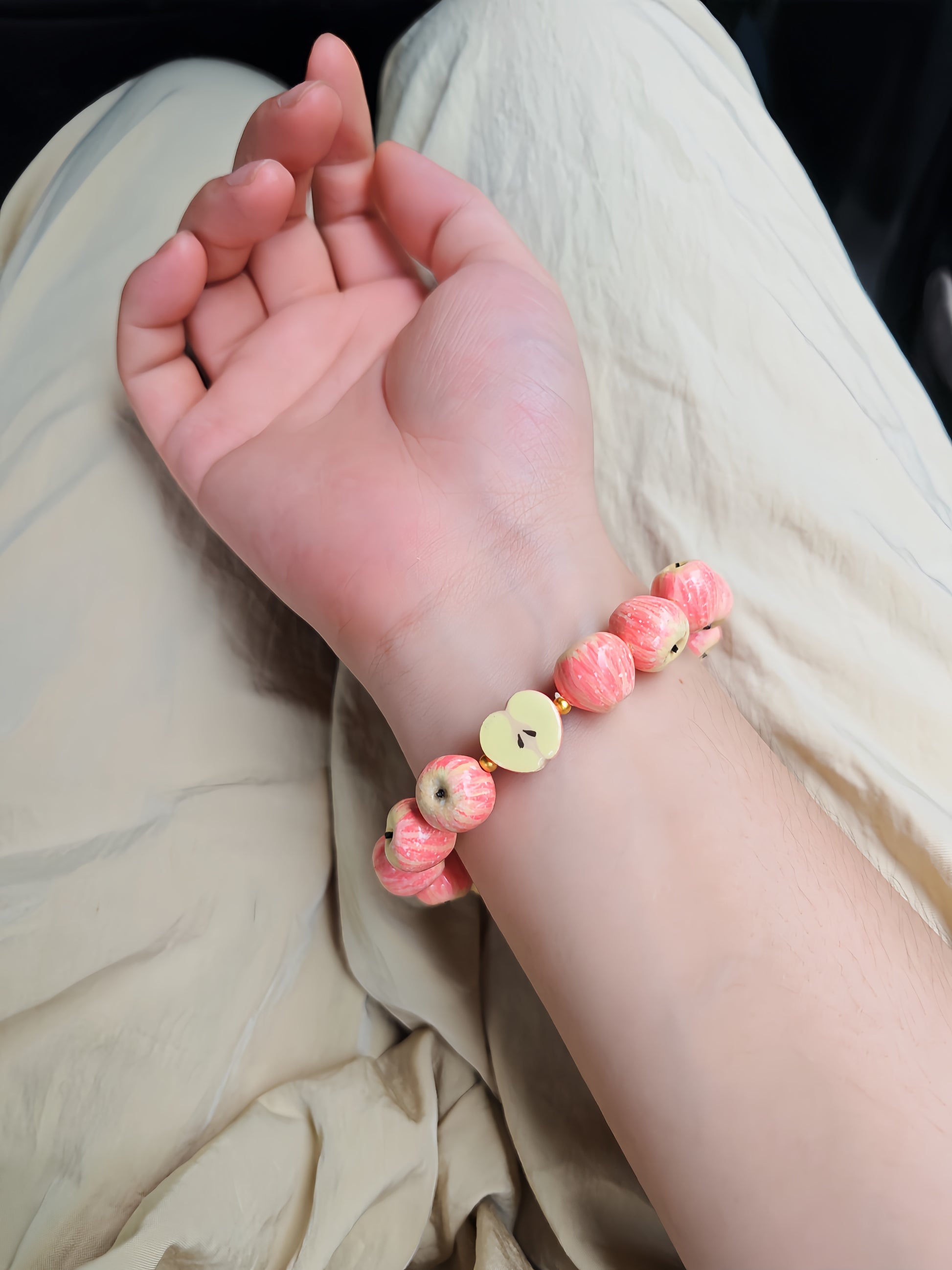 handmade polymer clay apple charm bracelet fdmini
