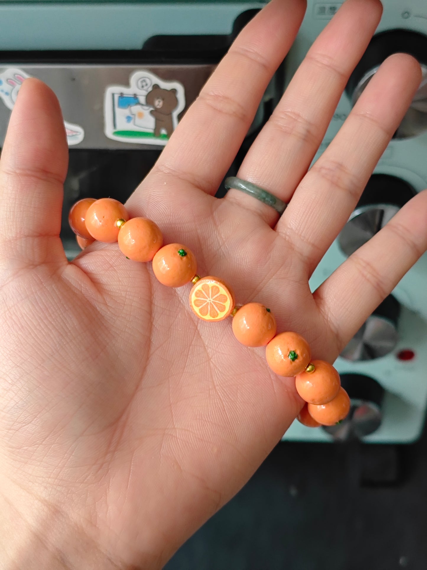 realistic orange fruit bracelet handmade polymer clay fdmini
