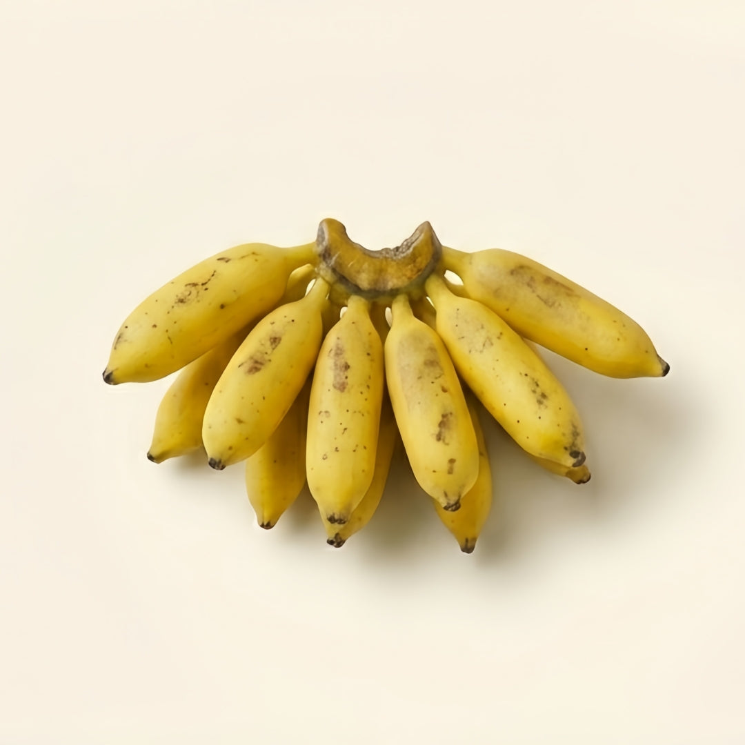 3Pcs Miniature Banana Bunch - Hand-Sculpted 1:6 Scale Ripe Lady Finger Bananas with Green Stem & Sugar Spots, Realistic Dollhouse Fruit for Blythe & Barbie Dioramas, Polymer Clay Food
