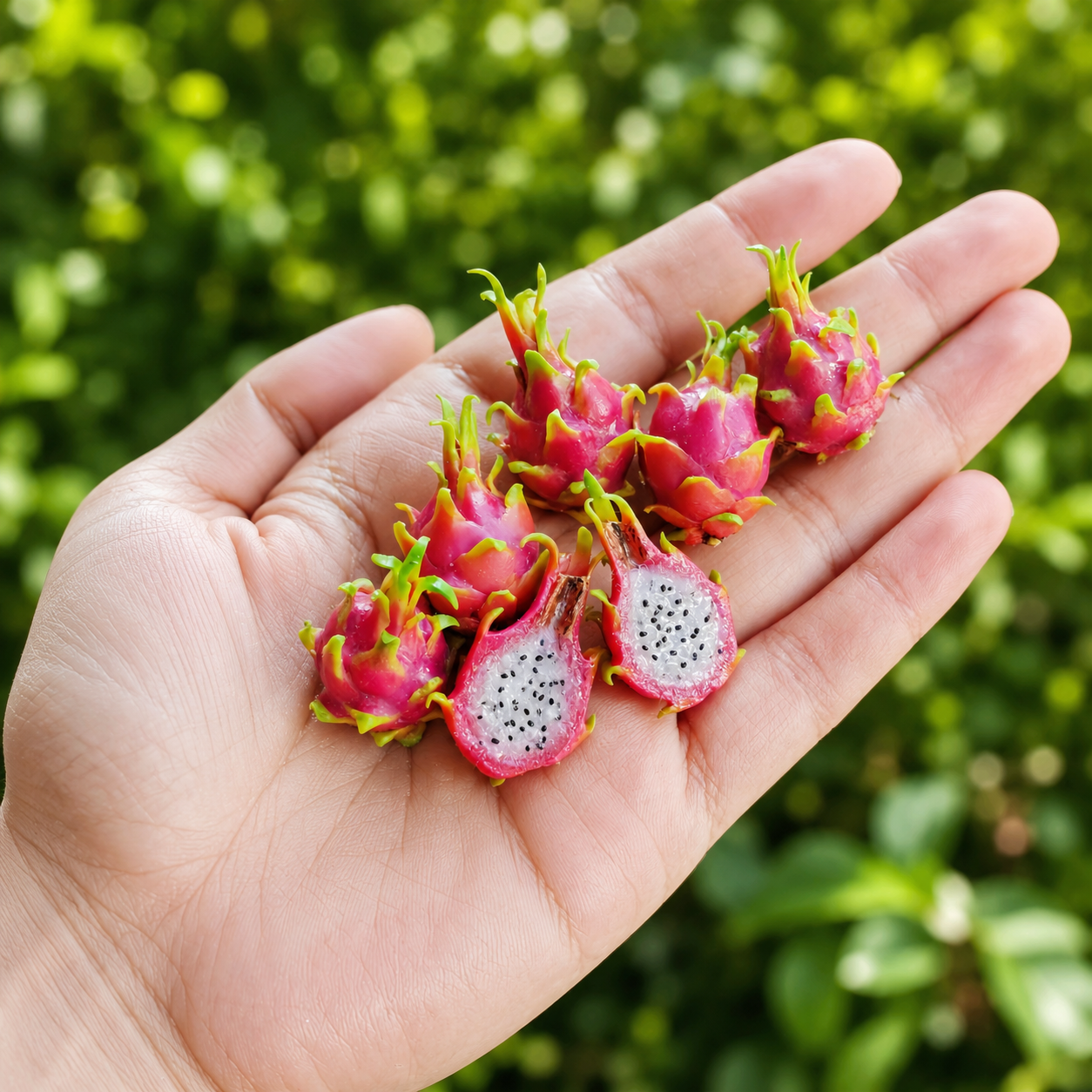 3PCS Miniature Dragon Fruit – Hand-Sculpted 1:12 Scale Dollhouse Pitaya with Realistic Pink Skin and Black Seeds, Tiny Tropical Fruit for Dioramas & Polymer Clay Food Miniatures (Whole / Halved)