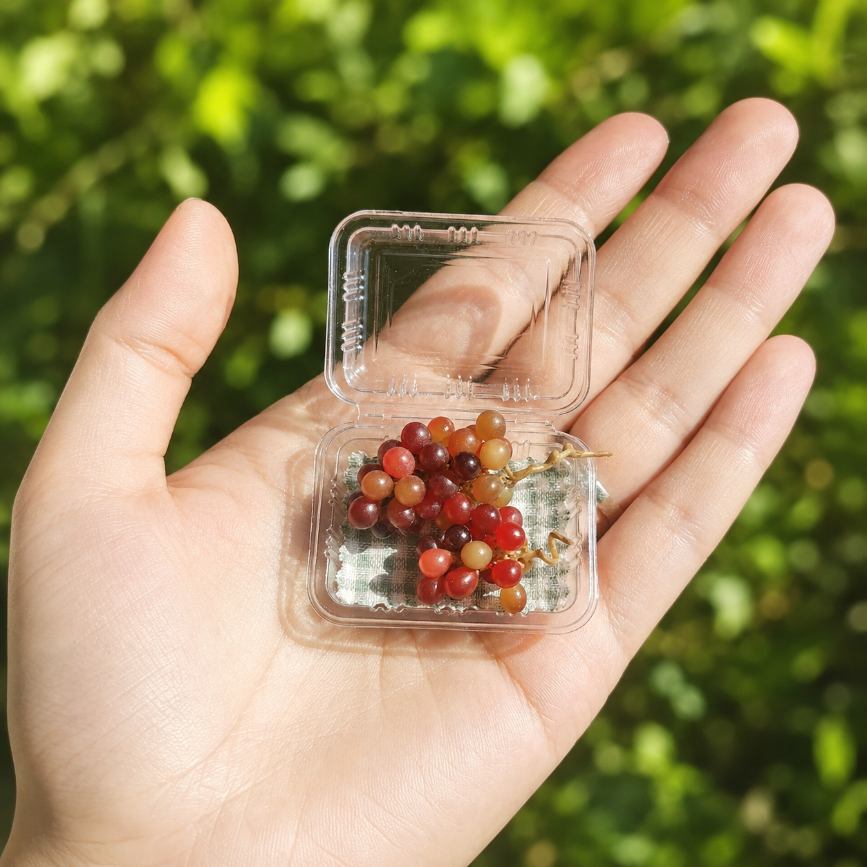 2Pcs Miniature Red Grapes Cluster – Hand-Sculpted 1:12 Scale Dollhouse Grapes with Realistic Vine Stem, Tiny Fake Fruit for Dioramas & Polymer Clay Food Miniatures (Large / Small)
