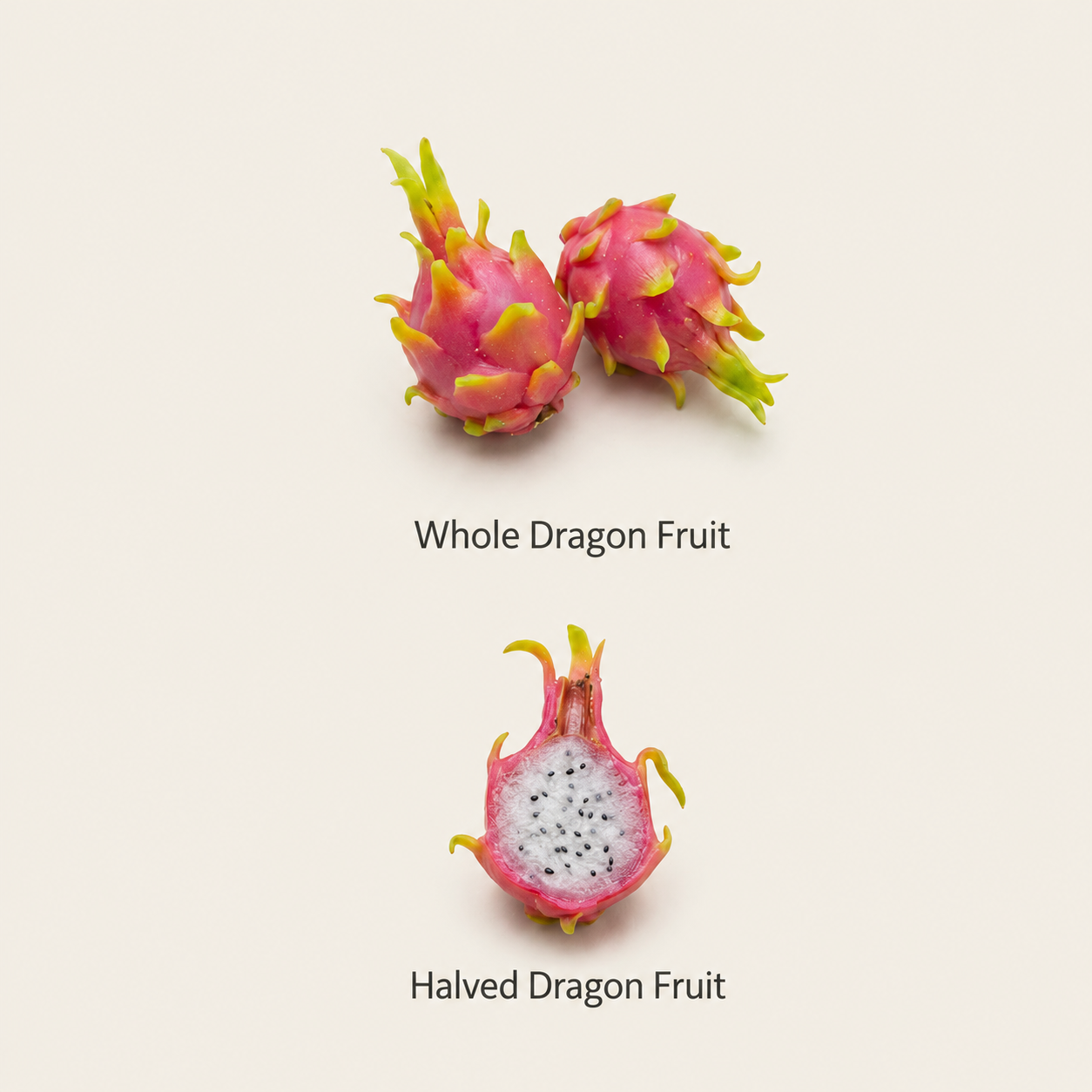 3PCS Miniature Dragon Fruit – Hand-Sculpted 1:12 Scale Dollhouse Pitaya with Realistic Pink Skin and Black Seeds, Tiny Tropical Fruit for Dioramas & Polymer Clay Food Miniatures (Whole / Halved)