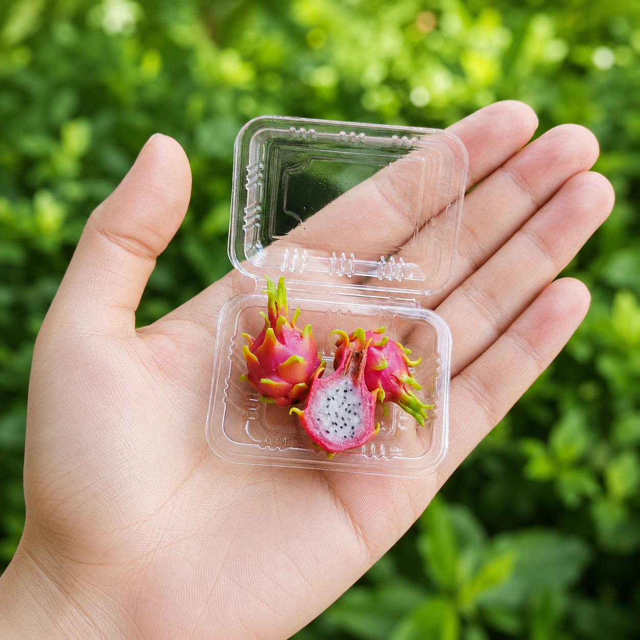 3PCS Miniature Dragon Fruit – Hand-Sculpted 1:12 Scale Dollhouse Pitaya with Realistic Pink Skin and Black Seeds, Tiny Tropical Fruit for Dioramas & Polymer Clay Food Miniatures (Whole / Halved)