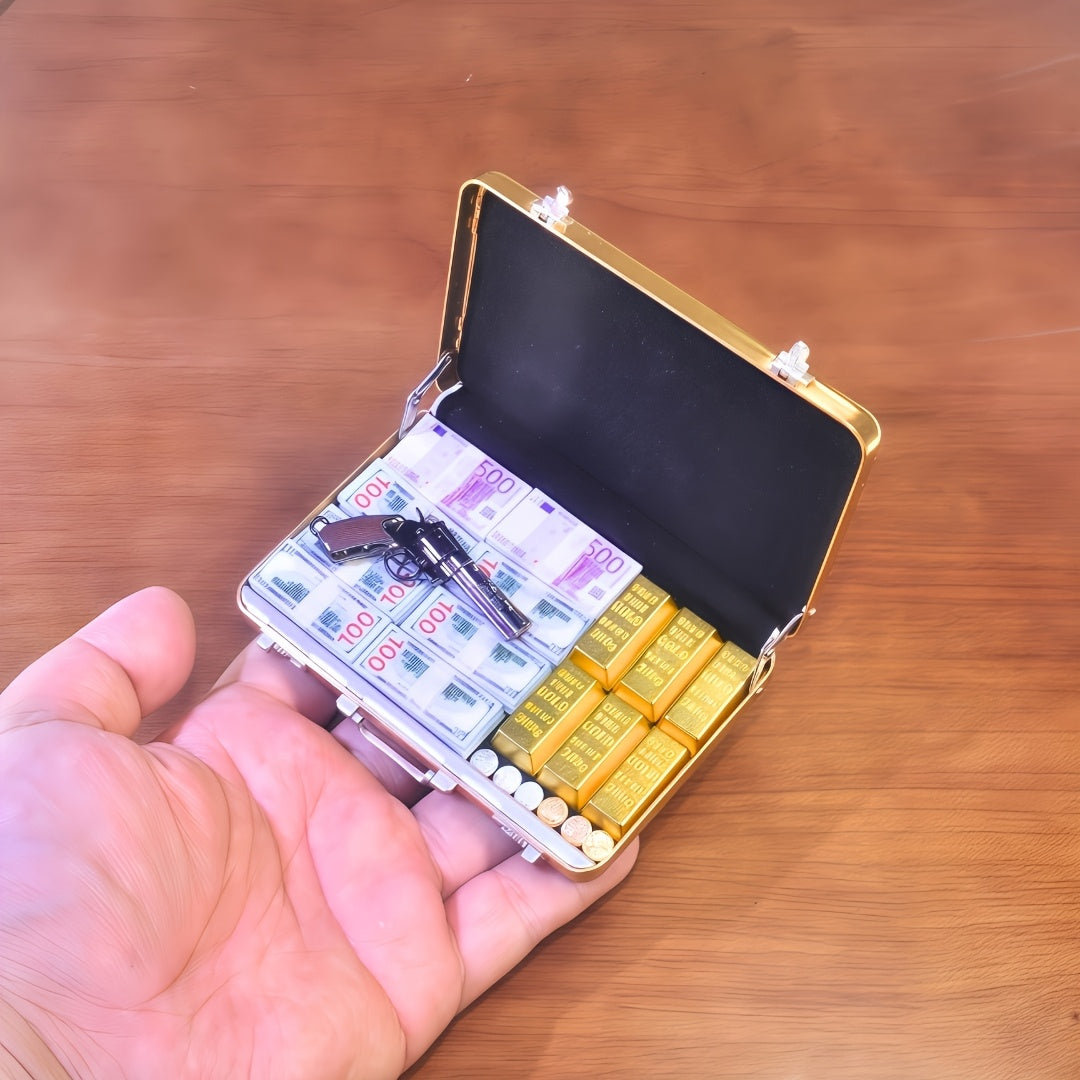 1:6 scale miniature gold briefcase set fdmini