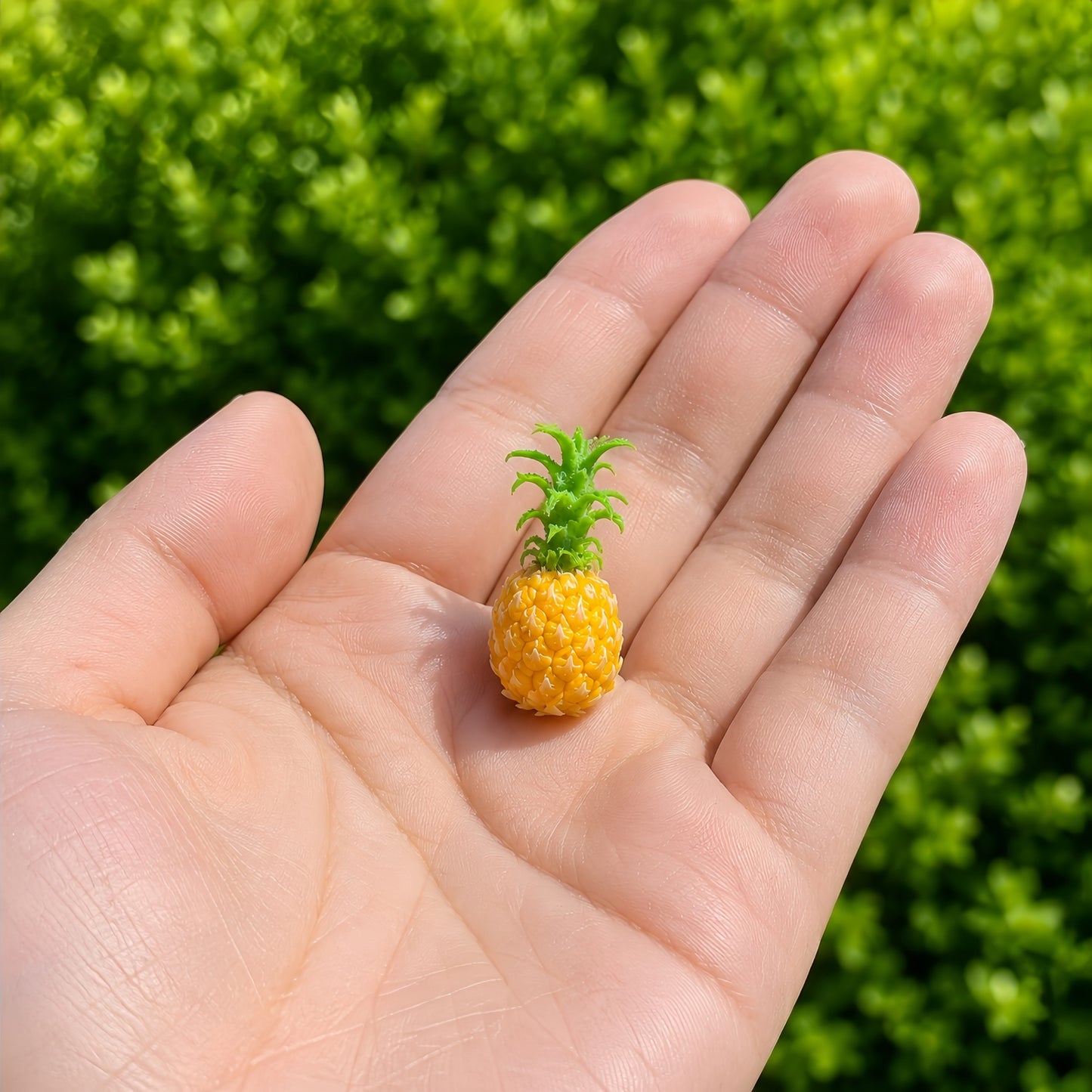 Miniature Pineapple - Hand-Sculpted 1:6 Scale Whole Pineapple with Textured Rind & Spiky Crown, Realistic Tropical Dollhouse Fruit for Blythe & Barbie Dioramas, Resin Jewelry & Polymer Clay Food