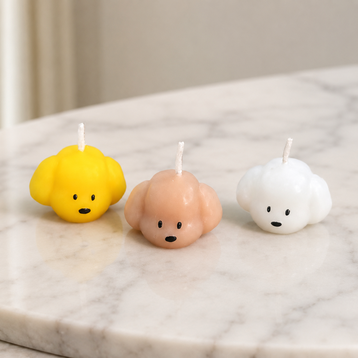 FDMINI Mini Puppy Candles – Set of 3 Cute Handmade Miniature Dog Candles for 1:6 1:8 1:12 Scale Dollhouse, BJD & Blythe Scenes