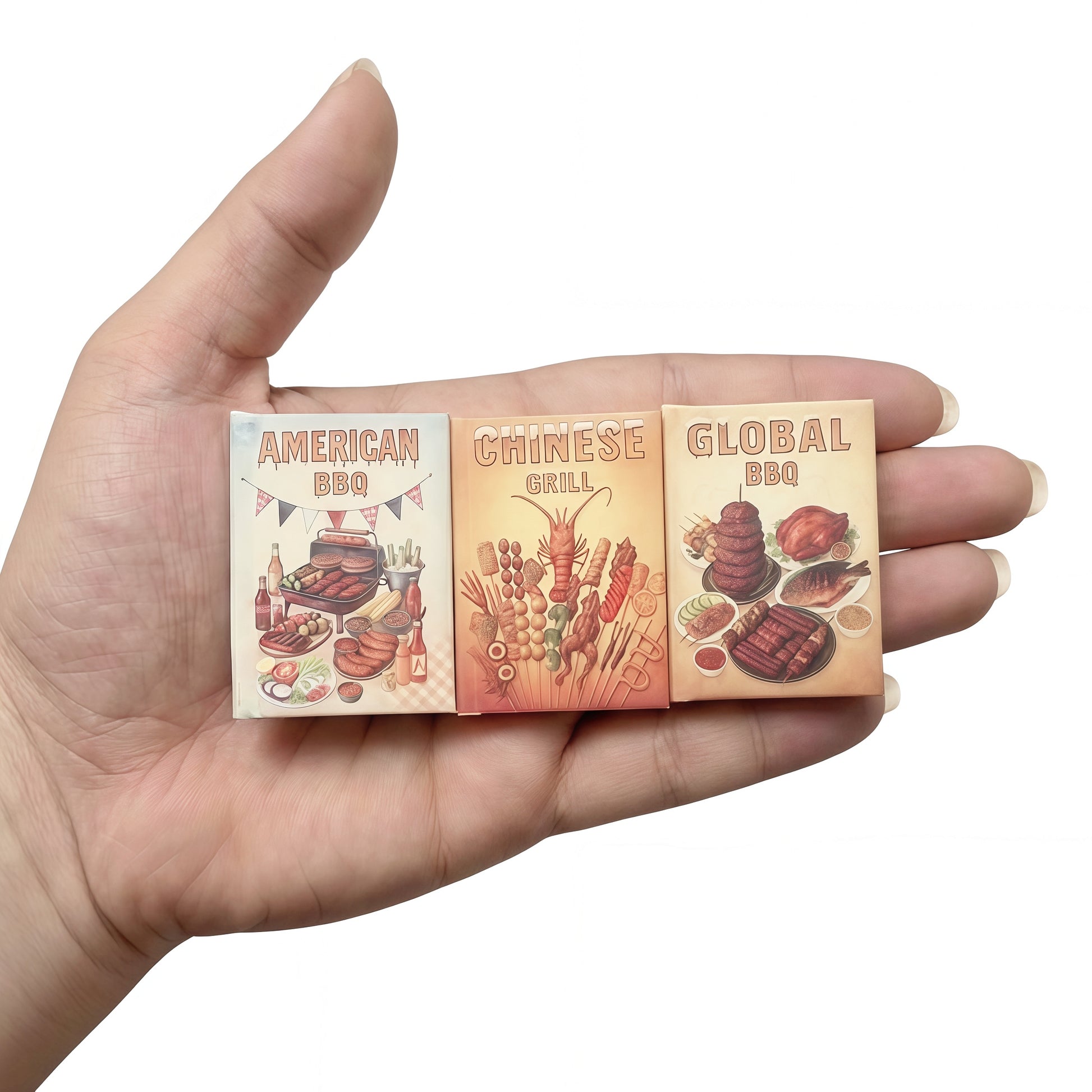 handmade miniature BBQ cookbook set 1:6 scale fdmini